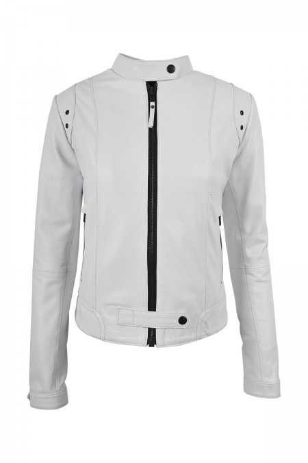 White leather jacket fitted woman - Rio