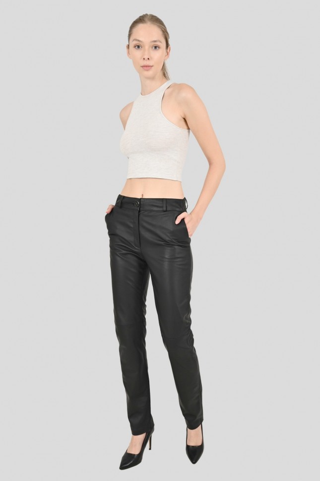 Lee woman leather trousers with pocket