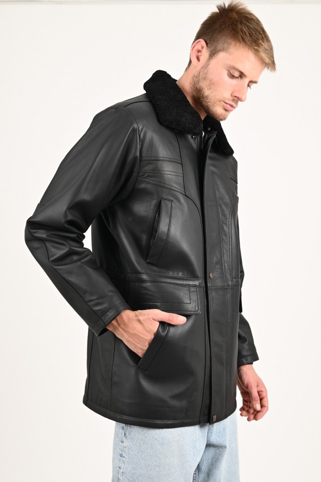 Oversize Leather Coat Men Tarkan