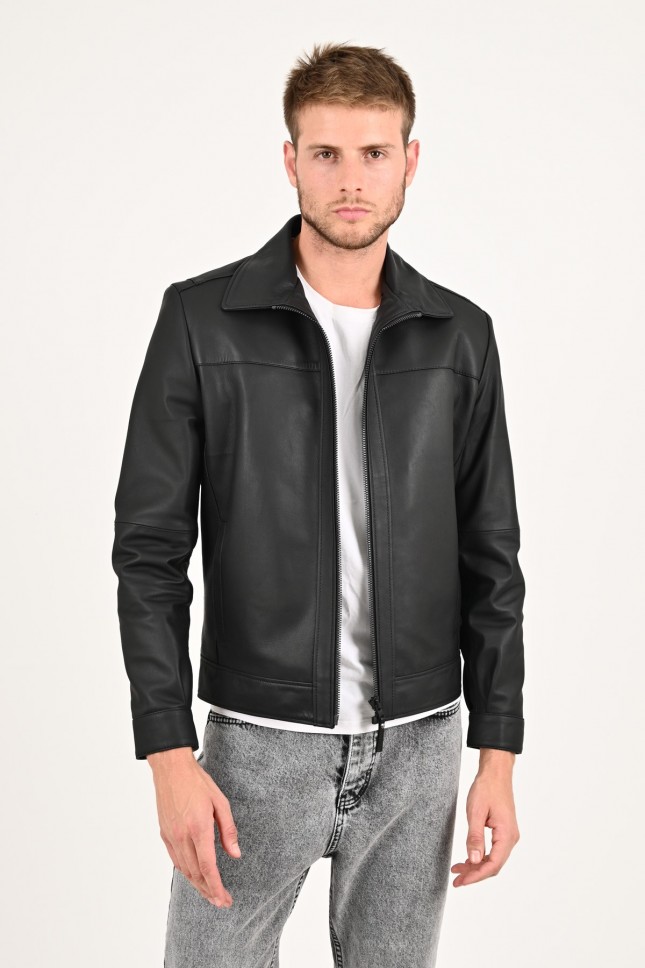 Mens classic leather jacket Leo