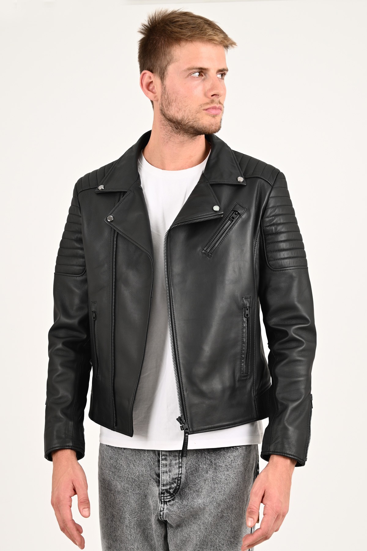 biker leather jacket man